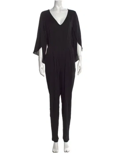 Pre-owned Milly Silk V-neck Jumpsuit In Black
