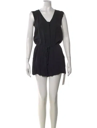 Pre-owned Milly Silk V-neck Romper In Black