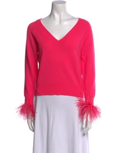 Pre-owned Milly Silk V-neck Sweater In Pink