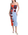 Milly Simone Strapless Split Floral Midi Dress In Multi