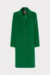 Milly Single Breasted Wool Coat In Green