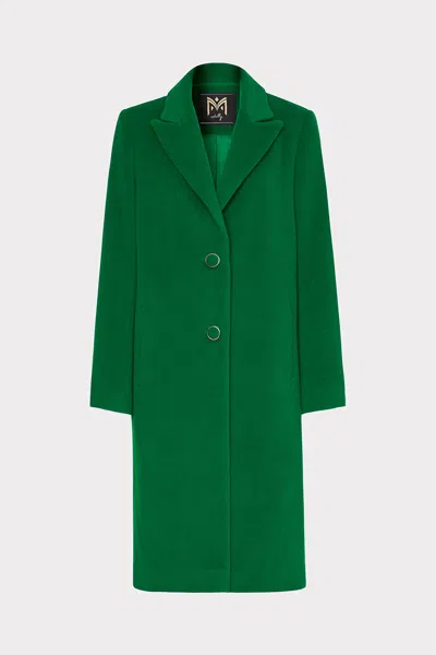 Milly Single Breasted Wool Coat In Green