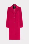 Milly Single Breasted Wool Coat In Magenta