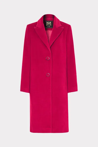 Milly Single Breasted Wool Coat In Magenta