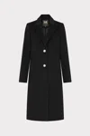 Milly Single Breasted Wool Coat W/ Pearl Buttons In Black