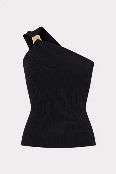 Milly Sivan Asymmetrical Sleeveless Top In Black