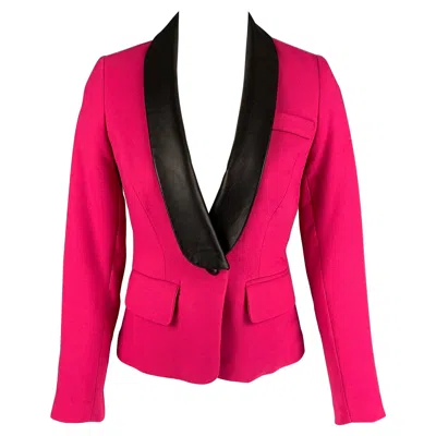 Pre-owned Milly Size 0 Fuchsia Black Polyester Wool Jacket Blazer