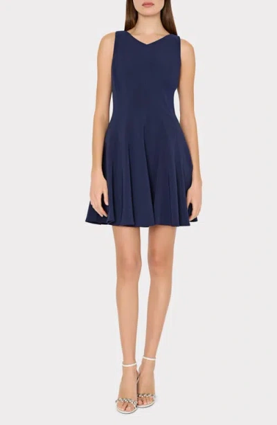 Milly Sleeveless Fit & Flare Minidress In Blue
