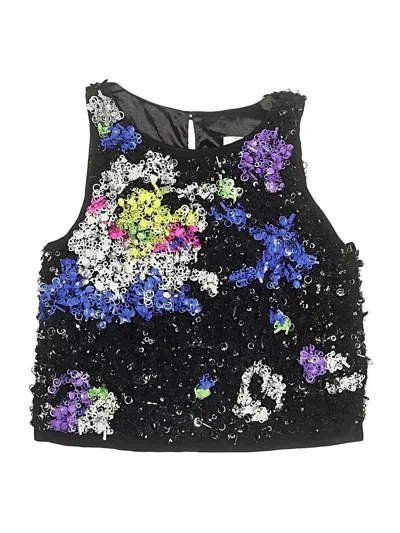 Pre-owned Milly Sleeveless Silk Top Black Halter Neckline Tops
