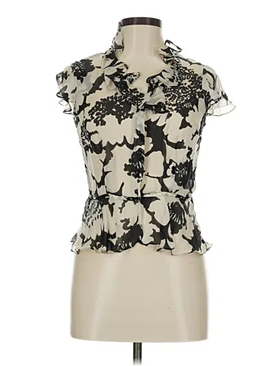 Pre-owned Milly Sleeveless Silk Top Ivory Halter Neckline Tops In White