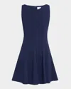 Milly Sleeveless Stretch Cady Fit And Flare Mini Dress In Navy