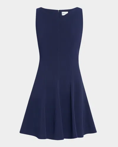 MILLY SLEEVELESS STRETCH CADY FIT-&-FLARE MINI DRESS