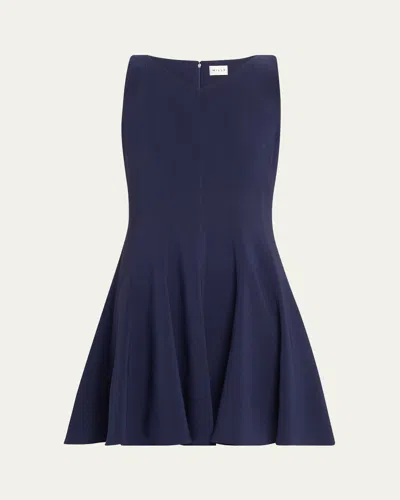 MILLY SLEEVELESS STRETCH CADY FIT-&-FLARE MINI DRESS