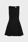 Milly Sleeveless Stretch Cady Fit And Flare Mini Dress In Black