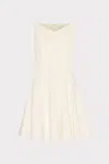 Milly Sleeveless Stretch Cady Fit And Flare Mini Dress In Ecru