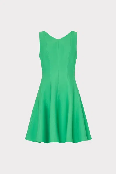Milly Sleeveless Stretch Cady Fit And Flare Mini Dress In Green