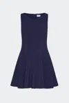 Milly Sleeveless Stretch Cady Fit And Flare Mini Dress In Navy