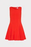 Shop Milly Sleeveless Stretch Cady Fit And Flare Mini Dress In Red