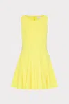 Milly Sleeveless Stretch Cady Fit And Flare Mini Dress In Yellow