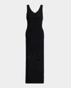 Milly Sleeveless Textured Pointelle Knit Midi Dress In Black