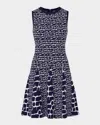 Milly Sleeveless Tile Wave Jacquard Mini Dress In Blue