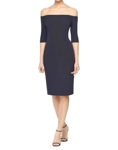 Milly Slim Off Shoulder Black Sheath Dress