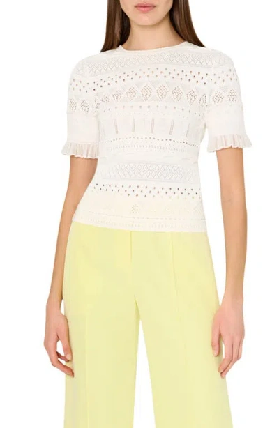 MILLY MILLY SMOCKED POINTELLE STITCH SWEATER