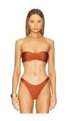 Milly Soleil Gloss Twist Bandeau Top In Copper