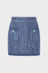 Milly Soleil Pinstripe Knit Skirt In Blue