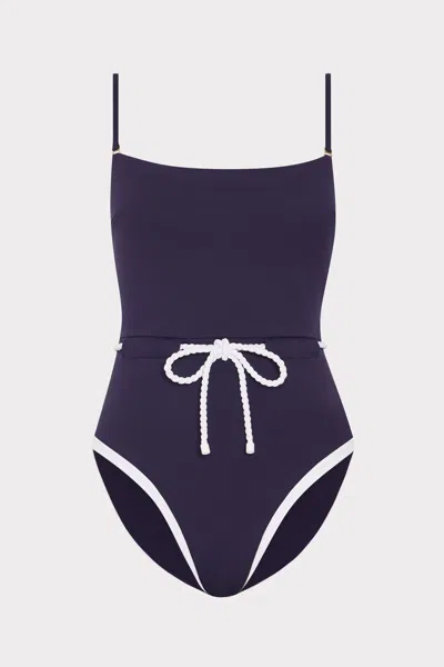 Milly Solid Belted One Piece In Blue
