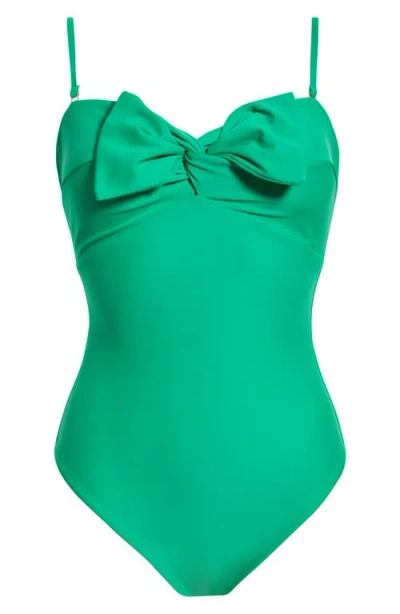 Milly Solid Bow One-piece Swimsuit In Green