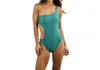 Milly Solid Cut Out One Piece Swimsuit In Green In Green