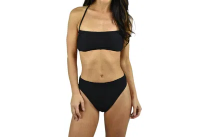 Milly Solid High Waist Bikini Bottom In Black