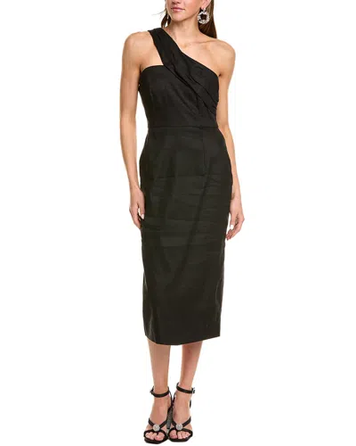 Milly Solid Linen-blend Midi Dress