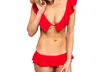 Milly Solid Sirolo Ruffle Bikini Bottom In Red In Red