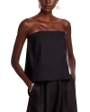 Milly Solid Linen Strapless Sleeveless Top In Black