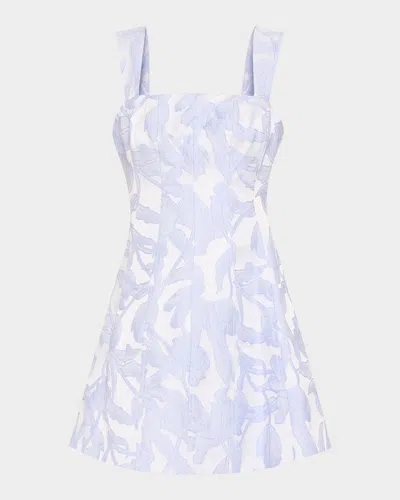 Milly Square-neck Floral Jacquard Mini Dress In Multi