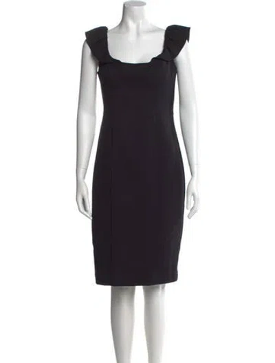 Pre-owned Milly Square Neckline Knee-length Dress In Black