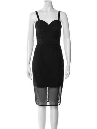 Pre-owned Milly Square Neckline Knee-length Dress In Black