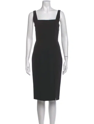 Pre-owned Milly Square Neckline Knee-length Dress In Black