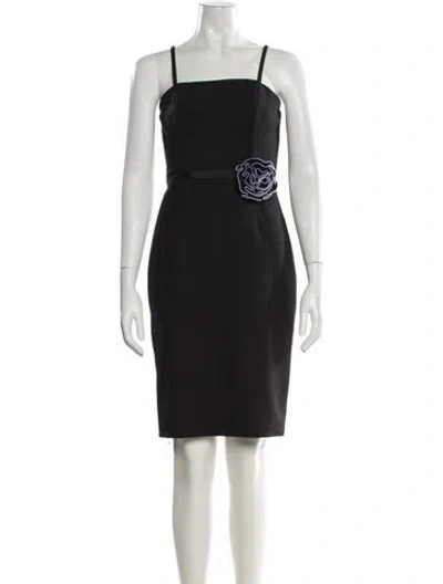 Pre-owned Milly Square Neckline Knee-length Dress In Black