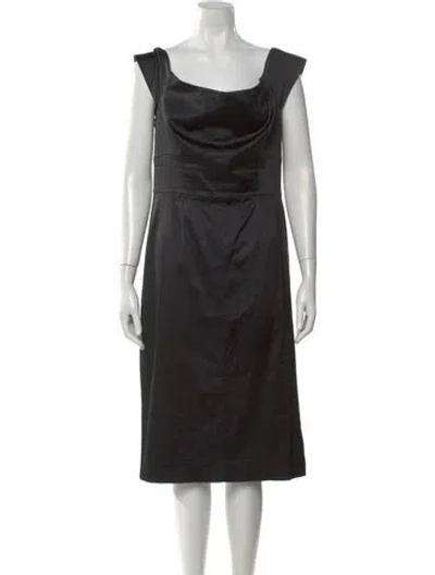 Pre-owned Milly Square Neckline Knee-length Dress In Black