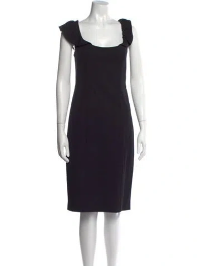 Pre-owned Milly Square Neckline Knee-length Dress In Black