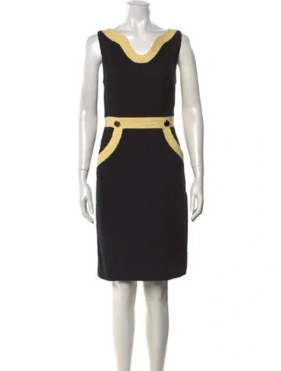 Pre-owned Milly Square Neckline Knee-length Dress In Black