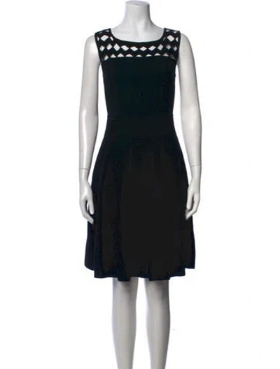 Pre-owned Milly Square Neckline Knee-length Dress In Black