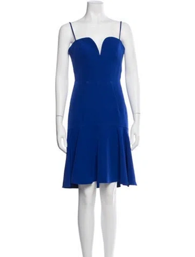 Pre-owned Milly Square Neckline Knee-length Dress In Blue