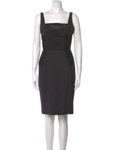 Pre-owned Milly Square Neckline Knee-length Dress In Gray