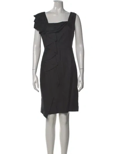 Pre-owned Milly Square Neckline Knee-length Dress In Gray