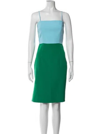 Pre-owned Milly Square Neckline Knee-length Dress In Green
