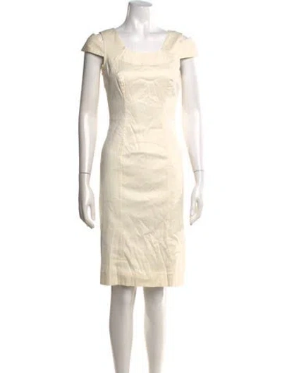 Pre-owned Milly Square Neckline Knee-length Dress In Neutrals